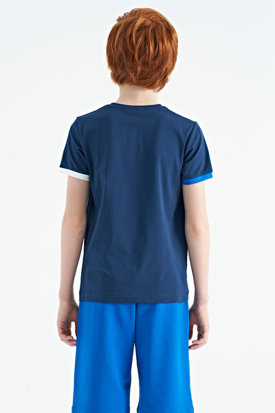 Tommylife Wholesale Crew Neck Standard Fit Printed Boys' T-Shirt 11156 Indigo - Thumbnail