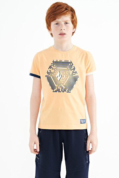 Tommylife Wholesale Crew Neck Standard Fit Printed Boys' T-Shirt 11156 Melon - Thumbnail