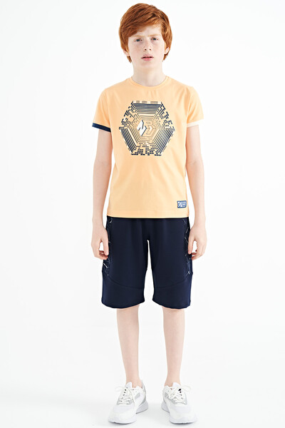 Tommylife Wholesale Crew Neck Standard Fit Printed Boys' T-Shirt 11156 Melon - Thumbnail