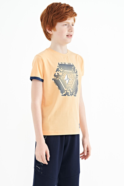 Tommylife Wholesale Crew Neck Standard Fit Printed Boys' T-Shirt 11156 Melon - Thumbnail