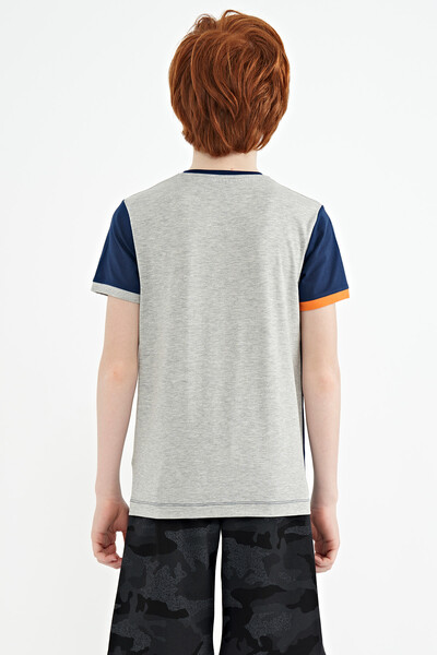 Tommylife Wholesale Crew Neck Standard Fit Printed Boys' T-Shirt 11157 Indigo - Thumbnail