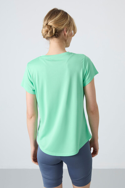 Tommylife Wholesale Crew Neck Standard Fit Printed Women's T-Shirt 97283 Aqua Green - Thumbnail