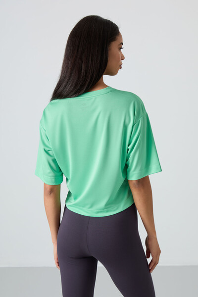 Tommylife Wholesale Crew Neck Standard Fit Printed Women's T-Shirt 97284 Aqua Green - Thumbnail