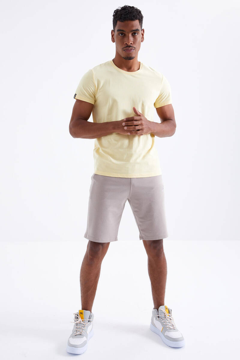 TOMMYLIFE - Tommylife Wholesale Dark Beige Standard Fit Basic Men's Short - 81212