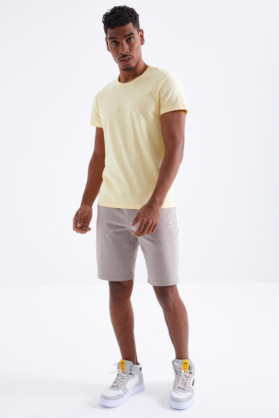 Tommylife Wholesale Dark Beige Standard Fit Basic Men's Short - 81212 - Thumbnail