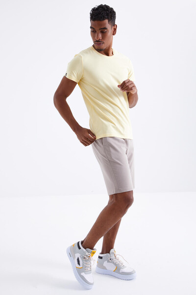 Tommylife Wholesale Dark Beige Standard Fit Basic Men's Short - 81212 - Thumbnail