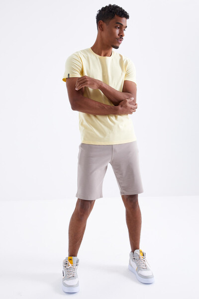 Tommylife Wholesale Dark Beige Standard Fit Basic Men's Short - 81212 - Thumbnail