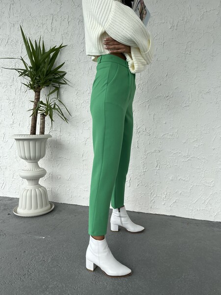 Tommylife Wholesale Dark Green Standard Fit Women's Trousers - 02047 - Thumbnail
