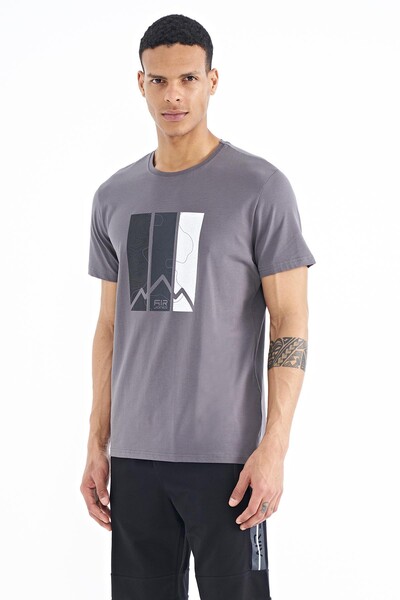 Tommylife Wholesale Dean Crew Neck Standard Fit Printed Men's T-Shirt 88211 Dark Gray - Thumbnail