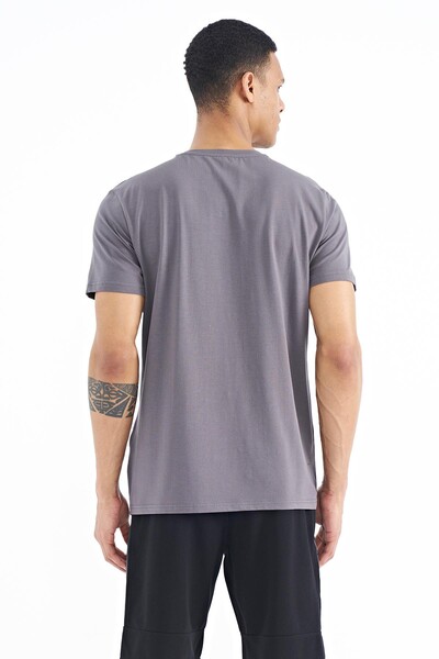 Tommylife Wholesale Dean Crew Neck Standard Fit Printed Men's T-Shirt 88211 Dark Gray - Thumbnail