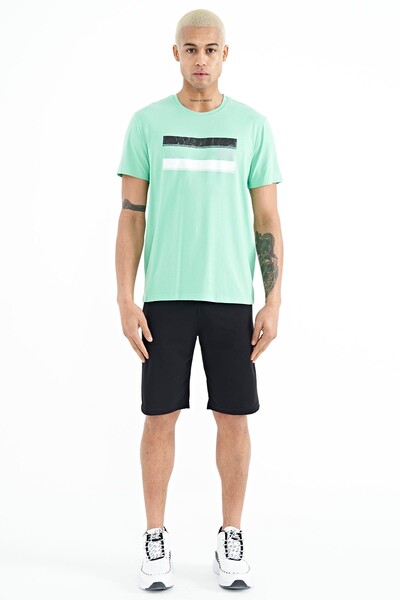 Tommylife Wholesale Donald Crew Neck Standard Fit Printed Men's T-Shirt 88217 Aqua Green - Thumbnail