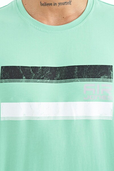 Tommylife Wholesale Donald Crew Neck Standard Fit Printed Men's T-Shirt 88217 Aqua Green - Thumbnail