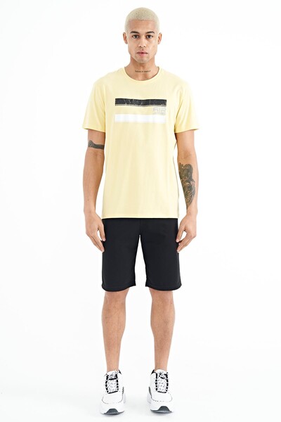 Tommylife Wholesale Donald Crew Neck Standard Fit Printed Men's T-Shirt 88217 Yellow - Thumbnail