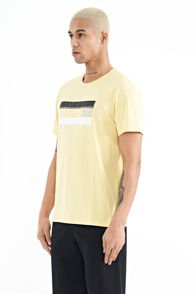 Tommylife Wholesale Donald Crew Neck Standard Fit Printed Men's T-Shirt 88217 Yellow - Thumbnail