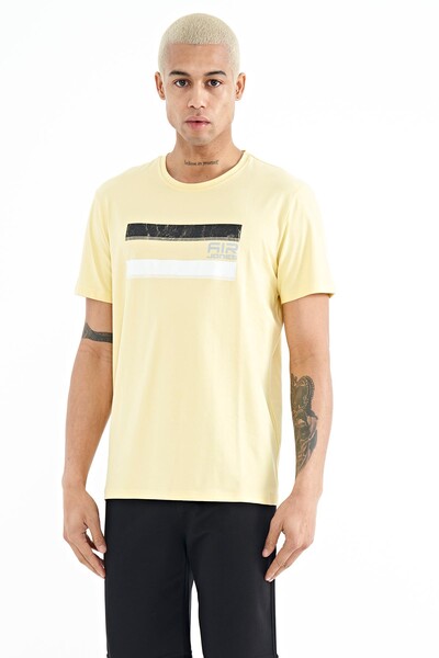 Tommylife Wholesale Donald Crew Neck Standard Fit Printed Men's T-Shirt 88217 Yellow - Thumbnail