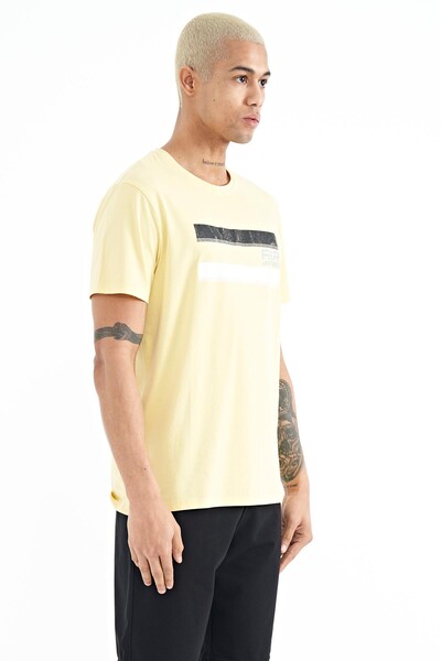 Tommylife Wholesale Donald Crew Neck Standard Fit Printed Men's T-Shirt 88217 Yellow - Thumbnail