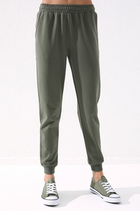 Tommylife Wholesale Drab High Waist Jogger Comfy Cuffed Women's Sweatpant - 94561 - Thumbnail