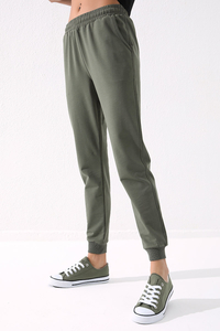 Tommylife Wholesale Drab High Waist Jogger Comfy Cuffed Women's Sweatpant - 94561 - Thumbnail