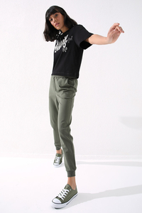 Tommylife Wholesale Drab High Waist Jogger Comfy Cuffed Women's Sweatpant - 94561 - Thumbnail