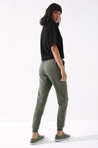 Tommylife Wholesale Drab High Waist Jogger Comfy Cuffed Women's Sweatpant - 94561 - Thumbnail