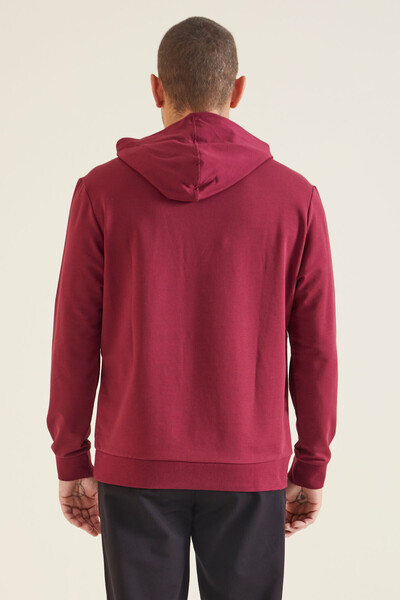 Tommylife Wholesale Dustin Hooded Standard Fit Printed Men's Sweatshirt 88136 Bordeaux - Thumbnail