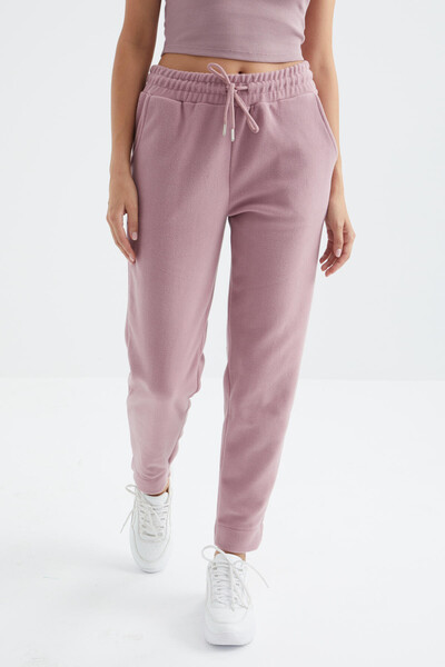 Tommylife Wholesale Dusty Rose High Waisted Comfy Pocket Women's Fleece Sweatpants - 94623 - Thumbnail