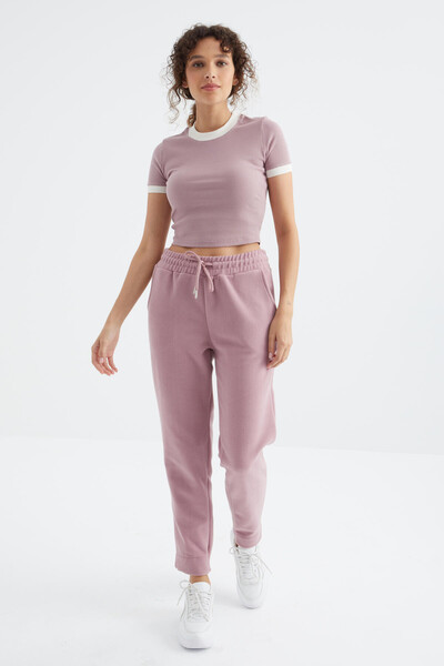 Tommylife Wholesale Dusty Rose High Waisted Comfy Pocket Women's Fleece Sweatpants - 94623 - Thumbnail