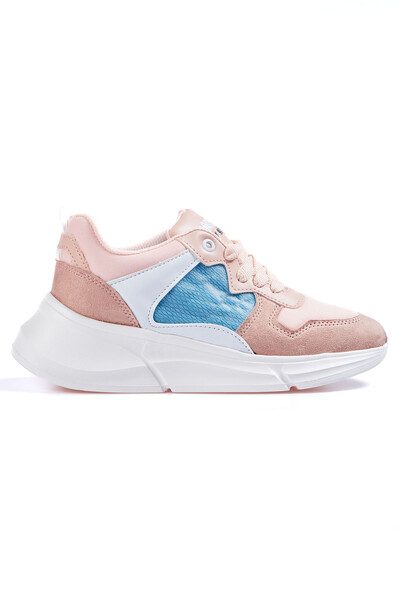 Tommylife Wholesale Dusty Rose Lace Up High Platform Women's Sneakers - 89203 - Thumbnail