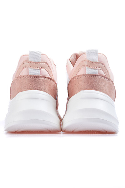 Tommylife Wholesale Dusty Rose Lace Up High Platform Women's Sneakers - 89203 - Thumbnail