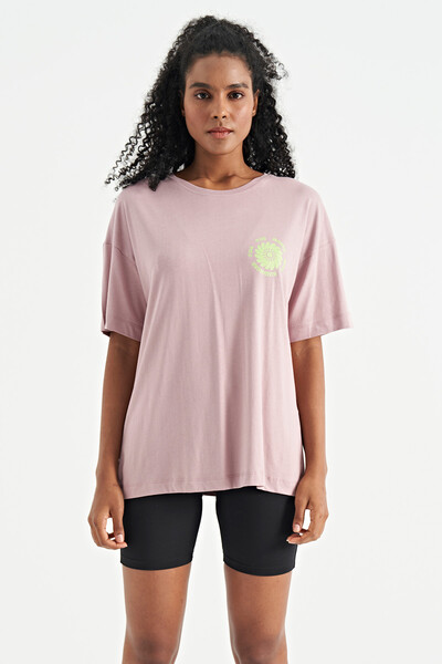 Tommylife Wholesale Dusty Rose O-Neck Oversize Women's T-shirt - 02232 - Thumbnail