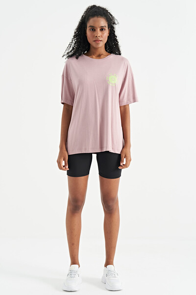 Tommylife Wholesale Dusty Rose O-Neck Oversize Women's T-shirt - 02232 - Thumbnail