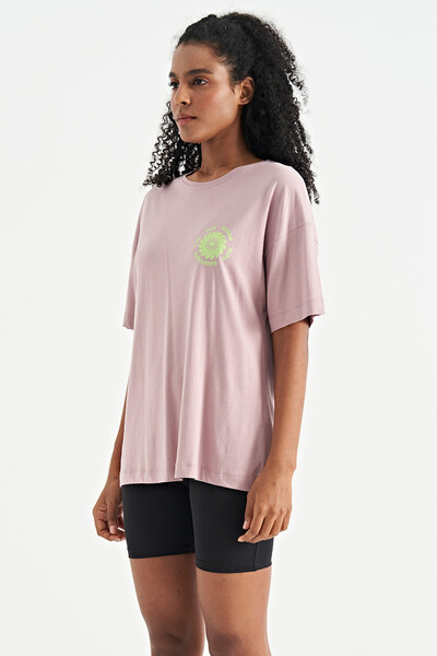 Tommylife Wholesale Dusty Rose O-Neck Oversize Women's T-shirt - 02232 - Thumbnail