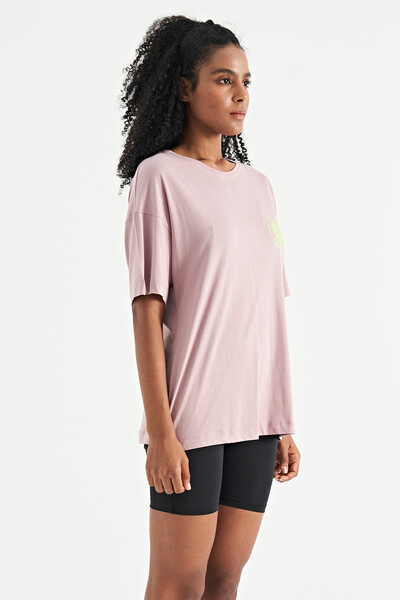 Tommylife Wholesale Dusty Rose O-Neck Oversize Women's T-shirt - 02232 - Thumbnail