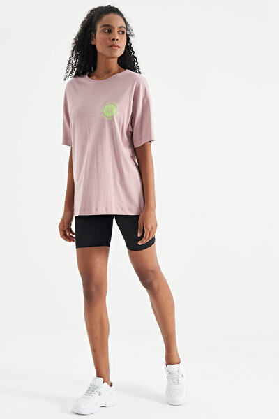 Tommylife Wholesale Dusty Rose O-Neck Oversize Women's T-shirt - 02232 - Thumbnail