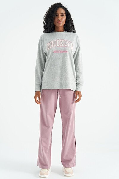 Tommylife Wholesale Dusty Rose Relaxed Fit Women's Wide Leg Sweatpants - 02121 - Thumbnail