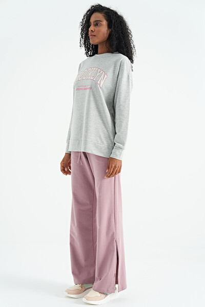 Tommylife Wholesale Dusty Rose Relaxed Fit Women's Wide Leg Sweatpants - 02121 - Thumbnail