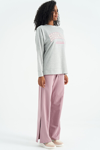 Tommylife Wholesale Dusty Rose Relaxed Fit Women's Wide Leg Sweatpants - 02121 - Thumbnail