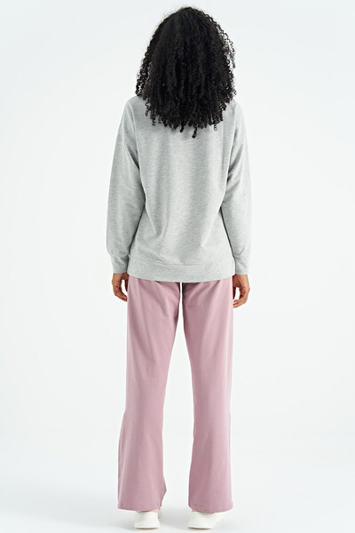 Tommylife Wholesale Dusty Rose Relaxed Fit Women's Wide Leg Sweatpants - 02121 - Thumbnail