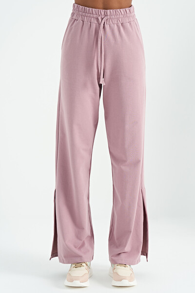 Tommylife Wholesale Dusty Rose Relaxed Fit Women's Wide Leg Sweatpants - 02121 - Thumbnail