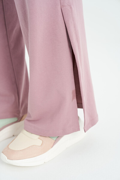 Tommylife Wholesale Dusty Rose Relaxed Fit Women's Wide Leg Sweatpants - 02121 - Thumbnail