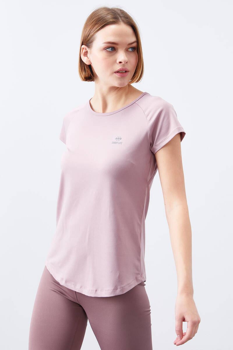 TOMMYLIFE - Tommylife Wholesale Dusty Rose Short Sleeve Standard Fit Crew Neck Women's T-Shirt - 97101