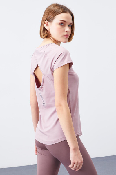 Tommylife Wholesale Dusty Rose Short Sleeve Standard Fit Crew Neck Women's T-Shirt - 97101 - Thumbnail