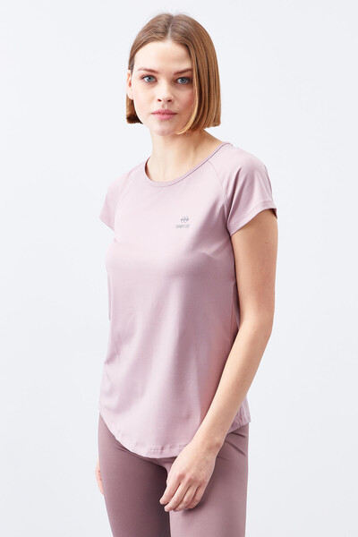 Tommylife Wholesale Dusty Rose Short Sleeve Standard Fit Crew Neck Women's T-Shirt - 97101 - Thumbnail