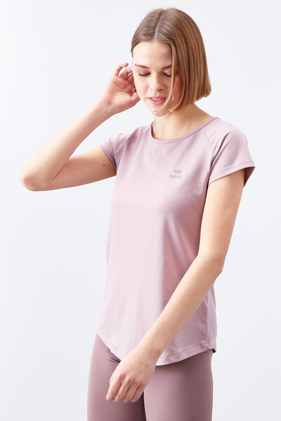 Tommylife Wholesale Dusty Rose Short Sleeve Standard Fit Crew Neck Women's T-Shirt - 97101 - Thumbnail