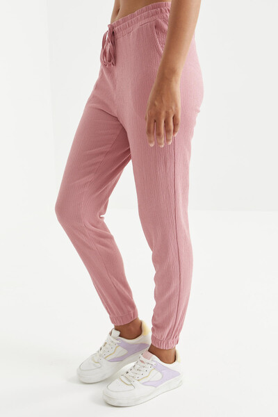 Tommylife Wholesale Dusty Rose With Drawstring Lace-up Waist Jogger Women's Sweatpant - 94620 - Thumbnail