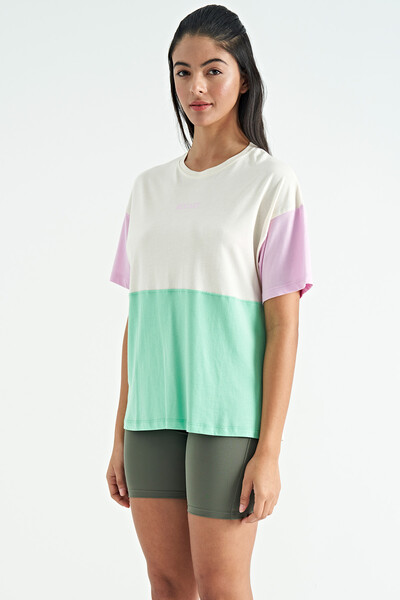 Tommylife Wholesale Ecru Oversize Basic Women's T-Shirt - 02309 - Thumbnail