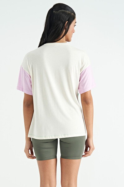 Tommylife Wholesale Ecru Oversize Basic Women's T-Shirt - 02309 - Thumbnail