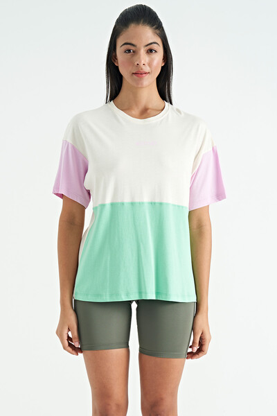 Tommylife Wholesale Ecru Oversize Basic Women's T-Shirt - 02309 - Thumbnail