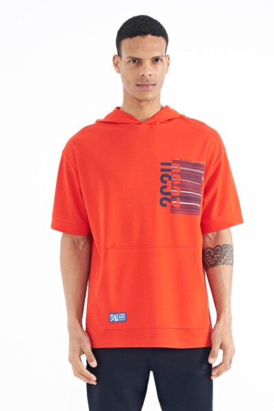 Tommylife Wholesale Fiesta Hooded Kangaroo Pocket Oversize Men's T-shirt - 88196 - Thumbnail