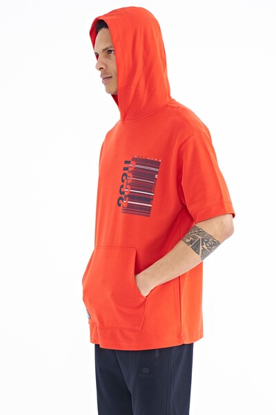 Tommylife Wholesale Fiesta Hooded Kangaroo Pocket Oversize Men's T-shirt - 88196 - Thumbnail